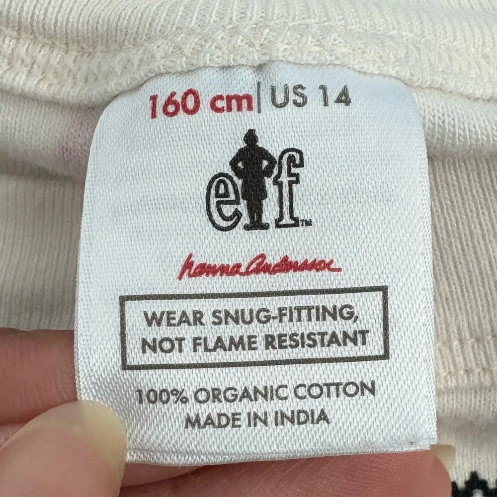 Hanna Andersson Elf Kids 14 Pajama Top Long John 100% Organic Cotton Holiday